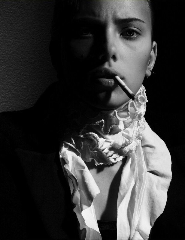 woman with cigarette in black and white