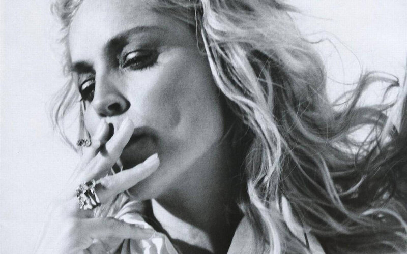 woman with cigarette in black and white