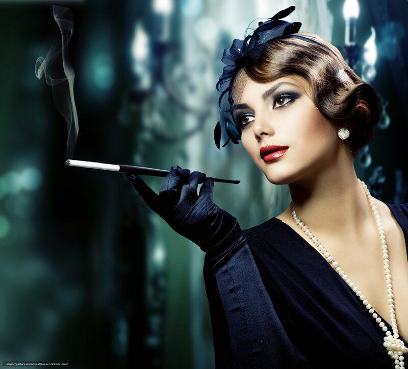 woman with cigarette in vintage style