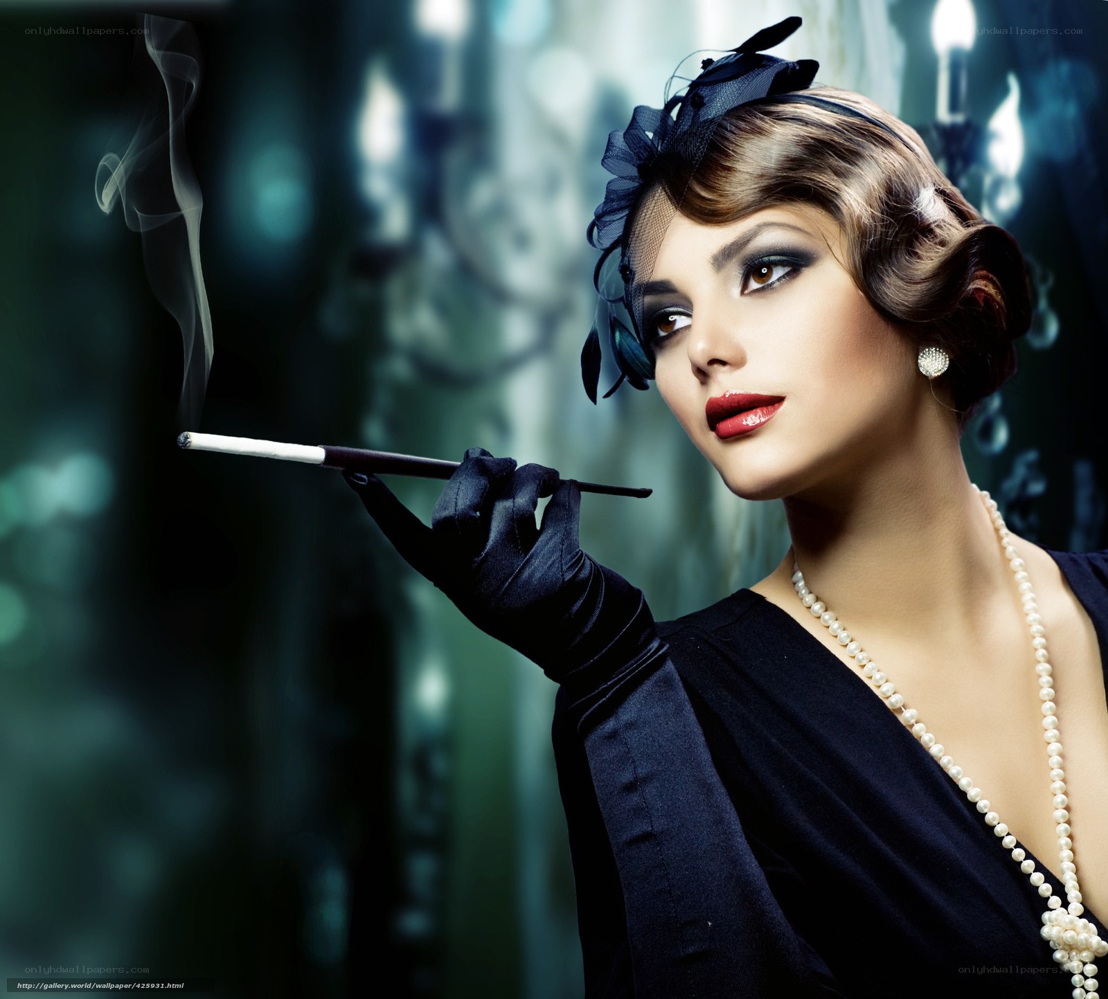 woman with cigarette in vintage style
