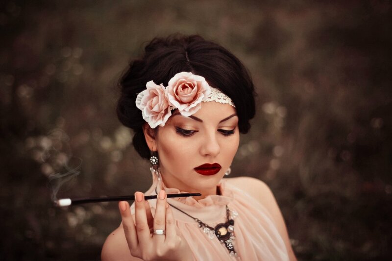 Woman with Cigarette — Pink, Dramatic