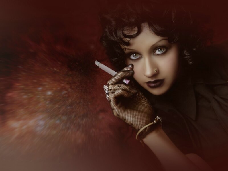 Woman with Cigarette — Red