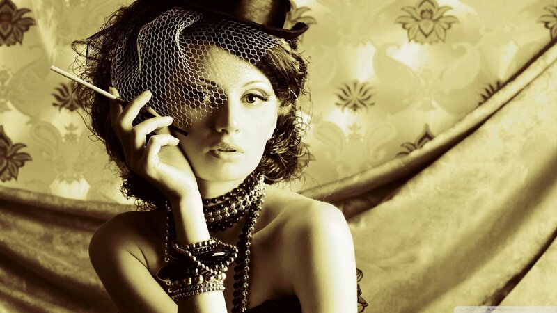 Woman with Cigarette — Sepia