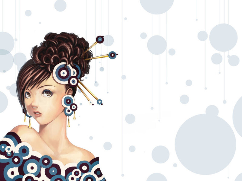 woman with circular hair accessories