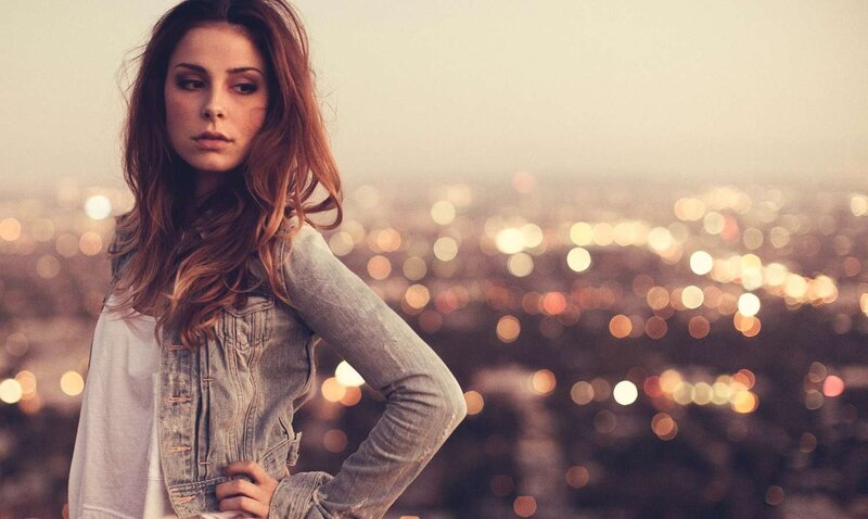woman with city lights background