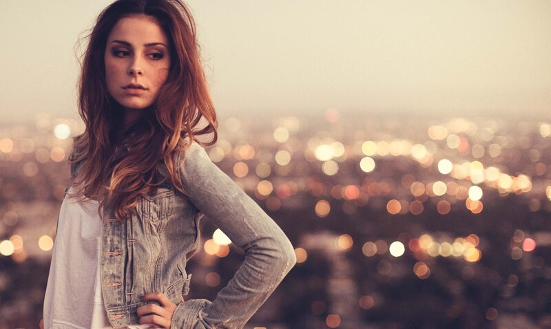 woman with city lights background