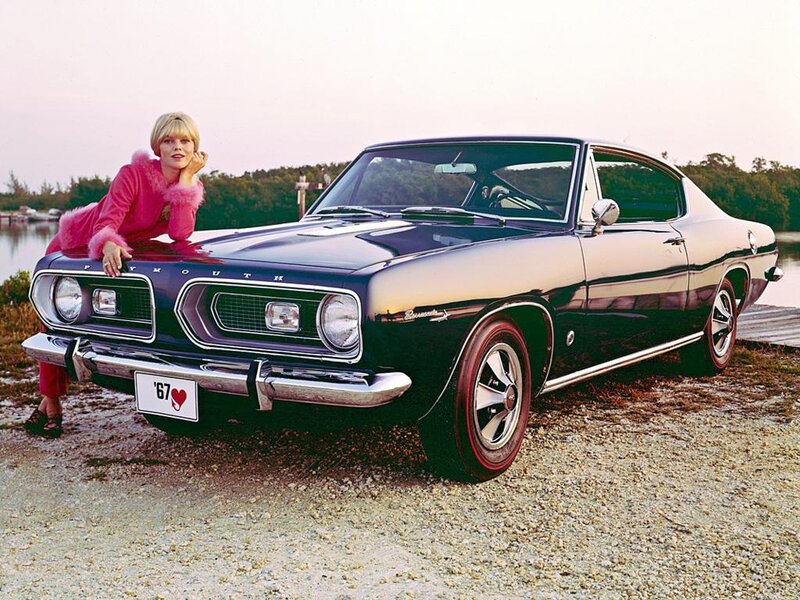 Woman with classic car