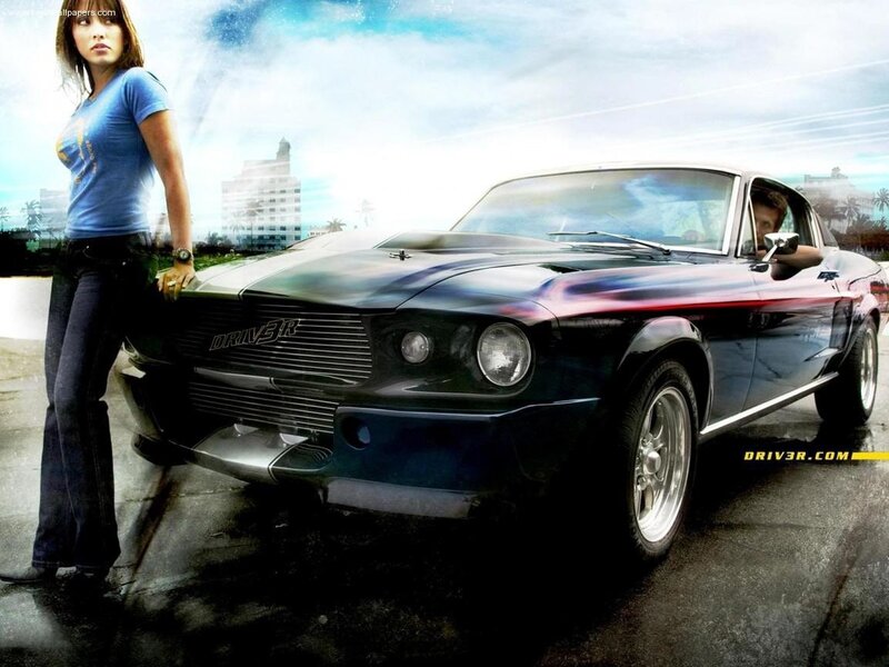 woman with classic car
