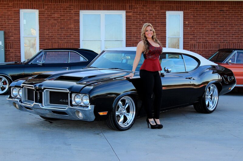 Woman with Classic Car — Black, Confident