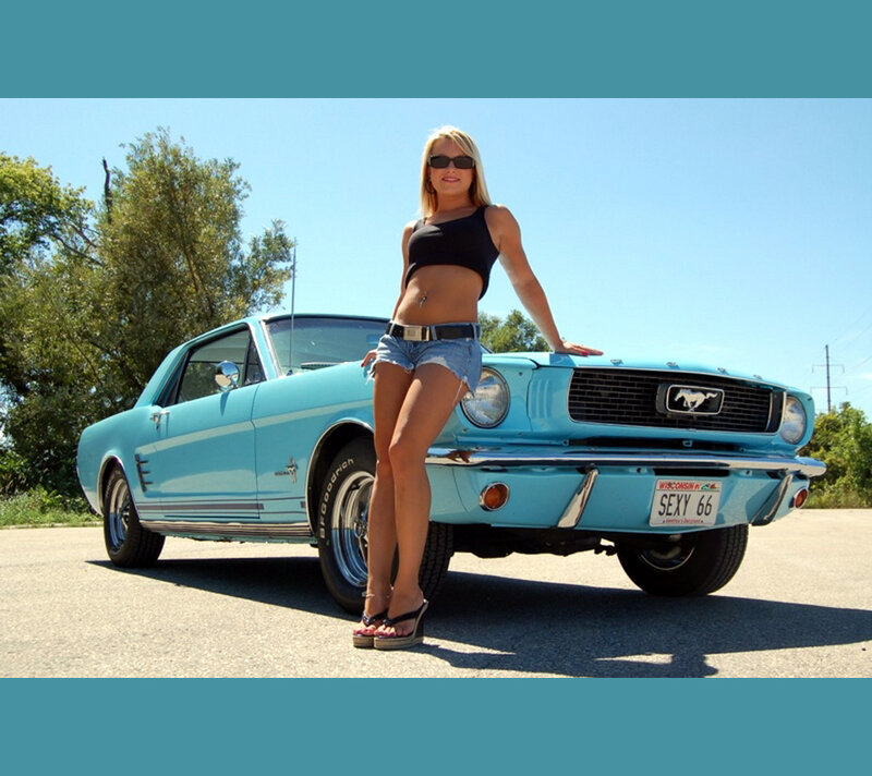 Woman with Classic Car — Blue