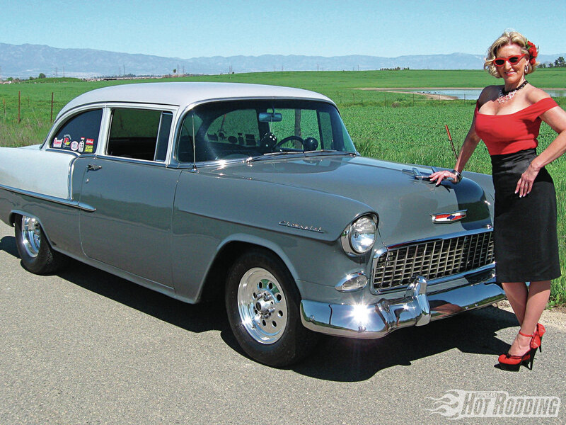 Woman with Classic Car — Gray