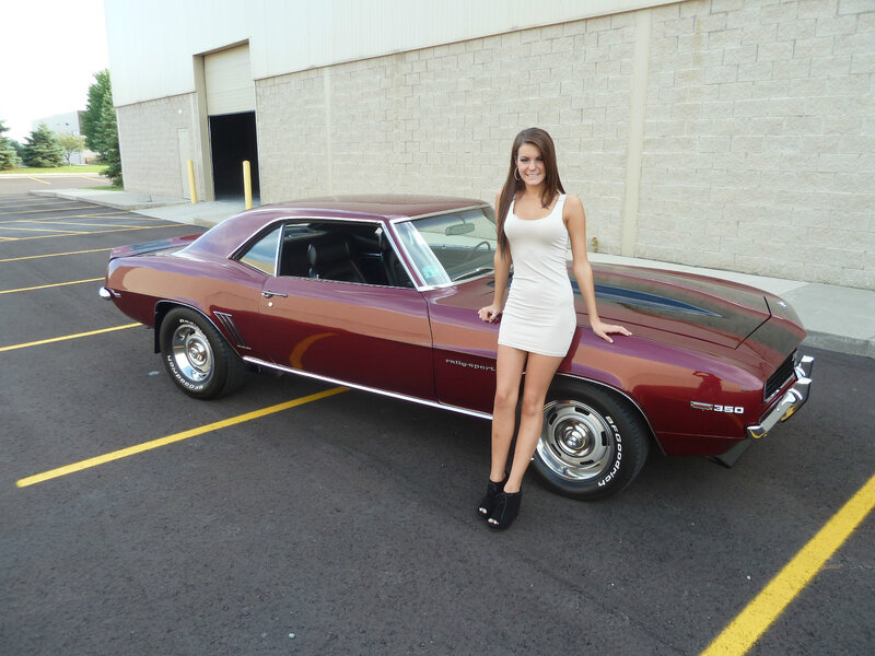 Woman with Classic Car — Maroon, Neutral