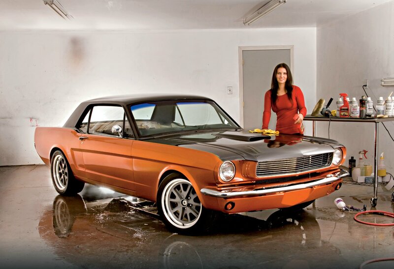Woman with Classic Car — Orange
