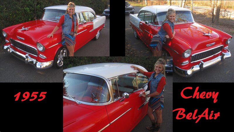 Woman with Classic Car — Red, Nostalgic