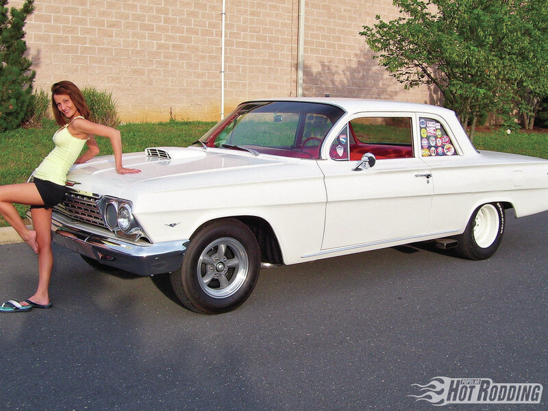 Woman with Classic Car — White