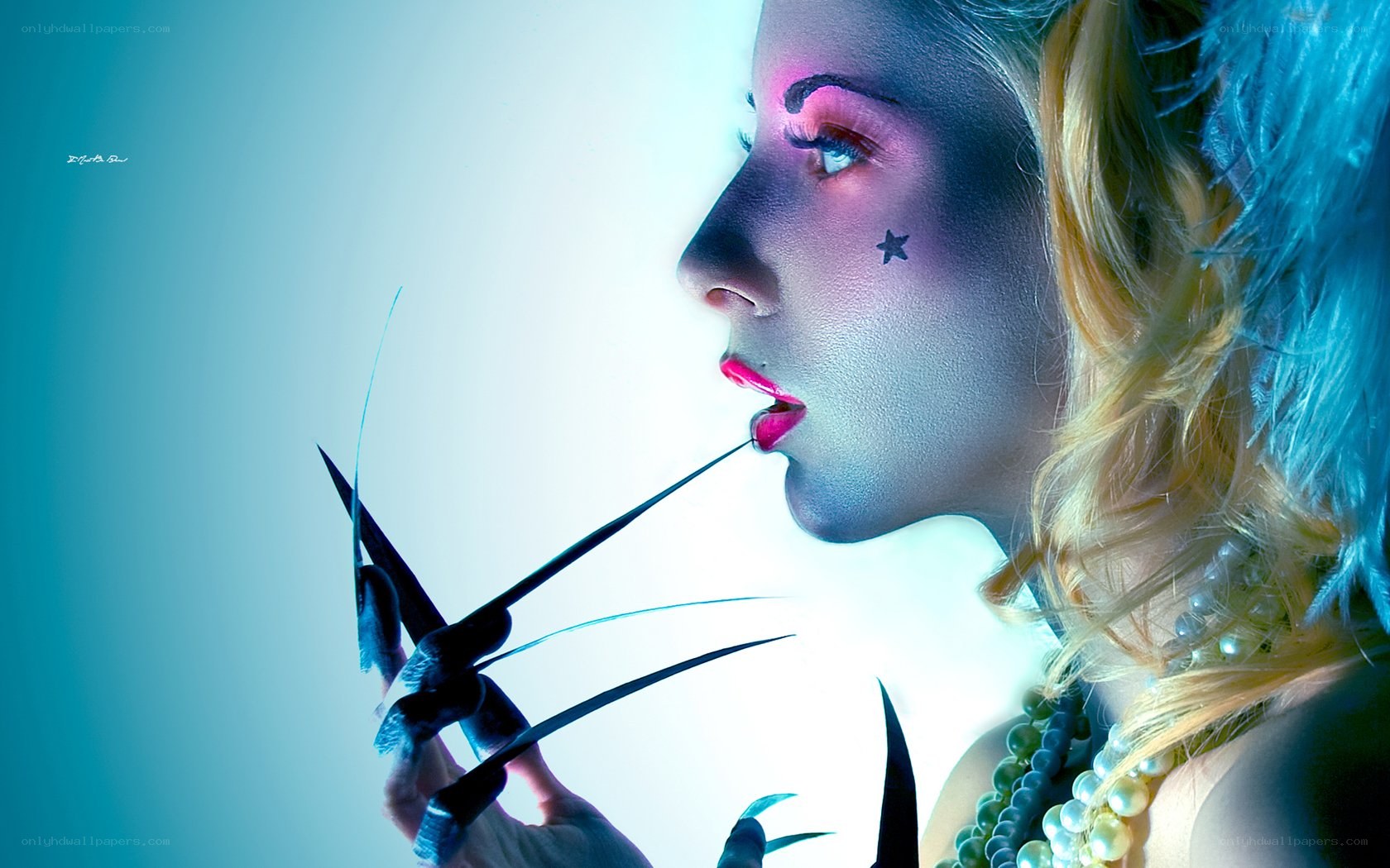 woman with clawed gloves