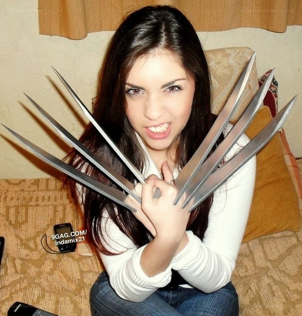 woman with claws prop