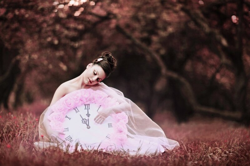 Woman with Clock Prop