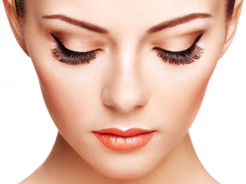 Woman with Closed Eyes — Beige, Serene, Photograph
