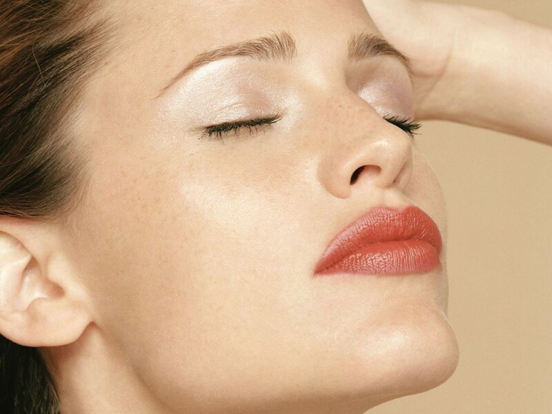 Woman with Closed Eyes — Beige, Serene