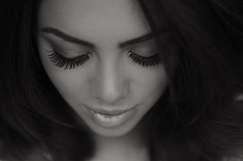 Woman with Closed Eyes — Black, Contemplative, Photograph, Eyelashes