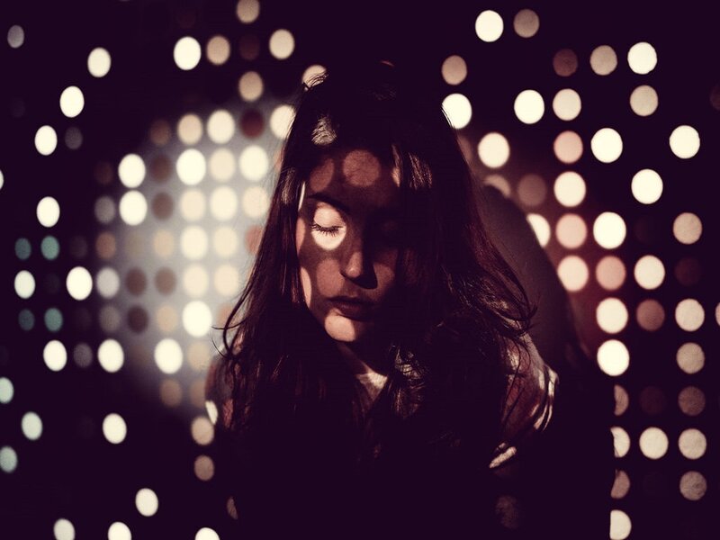 Woman with Closed Eyes — Black, Dramatic, Night