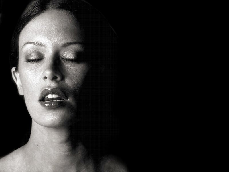 Woman with Closed Eyes — Black, Dramatic, Photograph, Closed Eyes