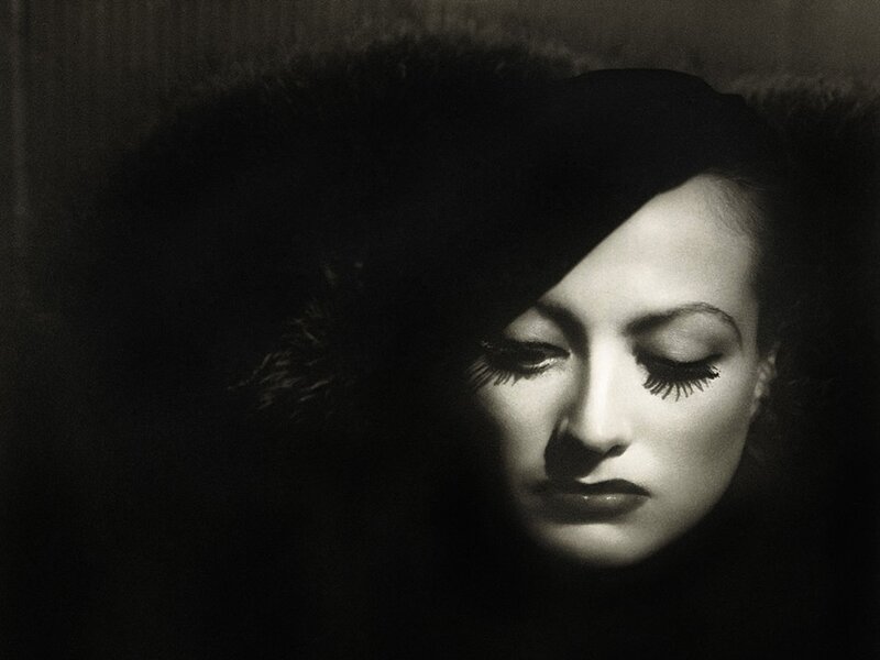 Woman with Closed Eyes — Black, Dramatic, Photograph, Fur Collar