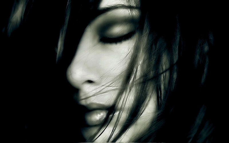 Woman with Closed Eyes — Black, Dramatic