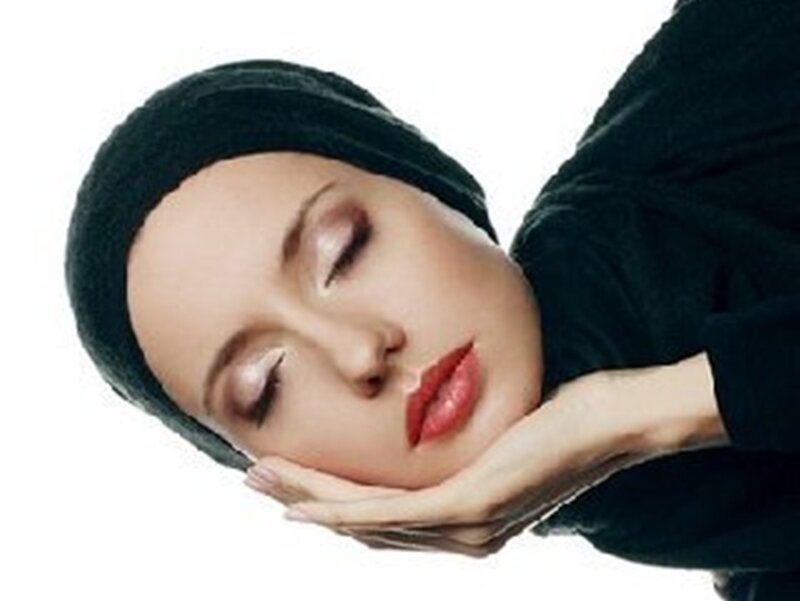 Woman with Closed Eyes — Black, Serene, Photograph, Head Wrap