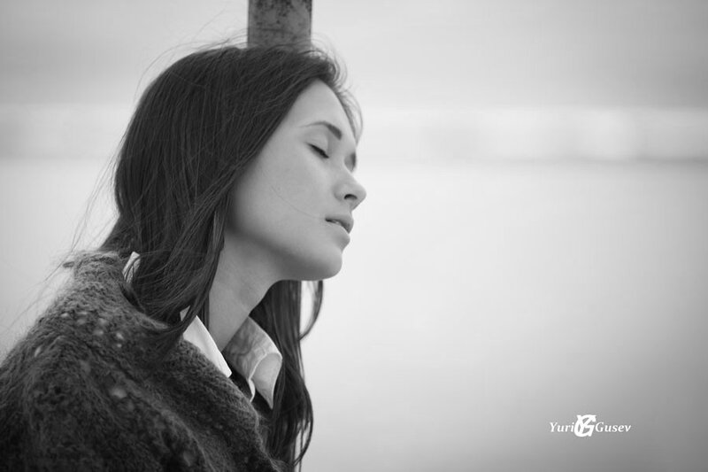 Woman with Closed Eyes — Black, Serene, Photograph, Person