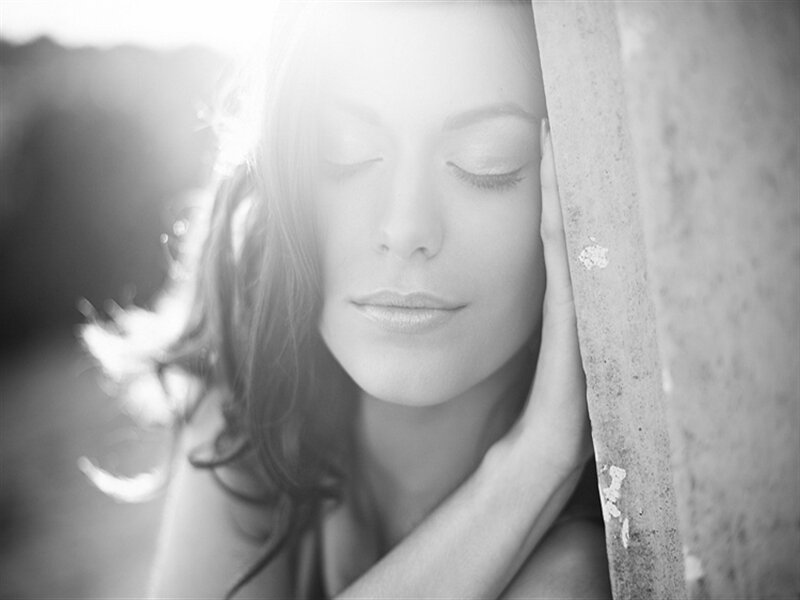 Woman with Closed Eyes — Black, Serene, Sunset