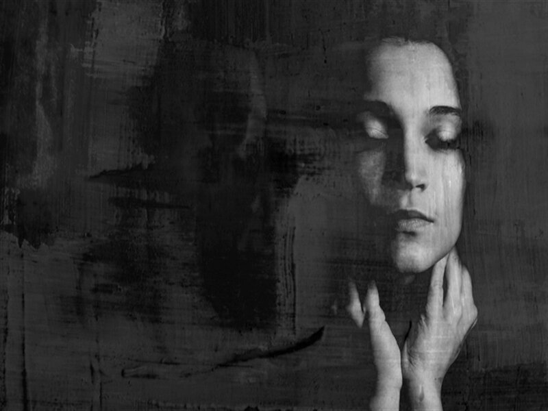 Woman with Closed Eyes — Black, Somber