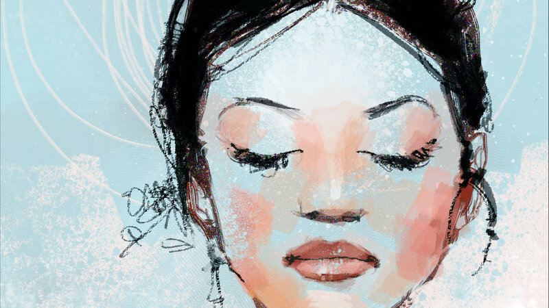 Woman with Closed Eyes — Blue, Calm