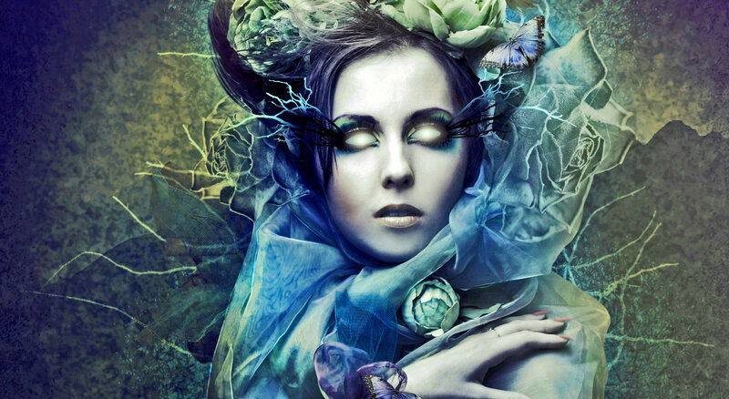 Woman with Closed Eyes — Blue, Dreamy