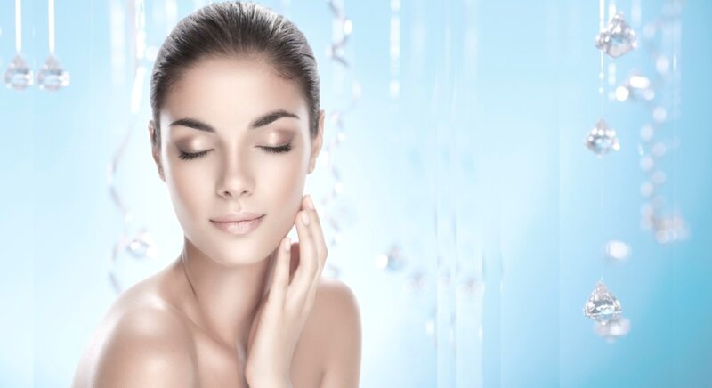 Woman with Closed Eyes — Blue, Serene, Photograph, Crystal Decorations
