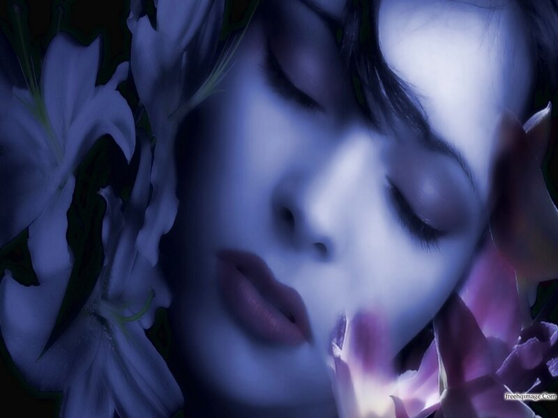 Woman with Closed Eyes — Blue, Serene
