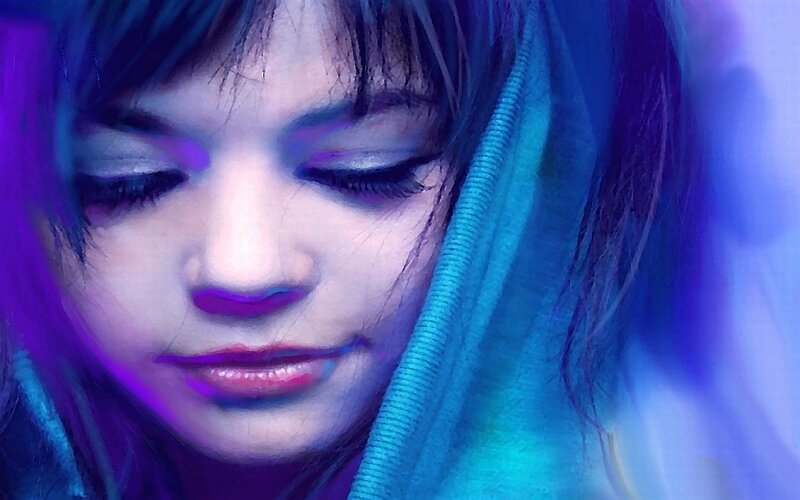 Woman with Closed Eyes — Blue