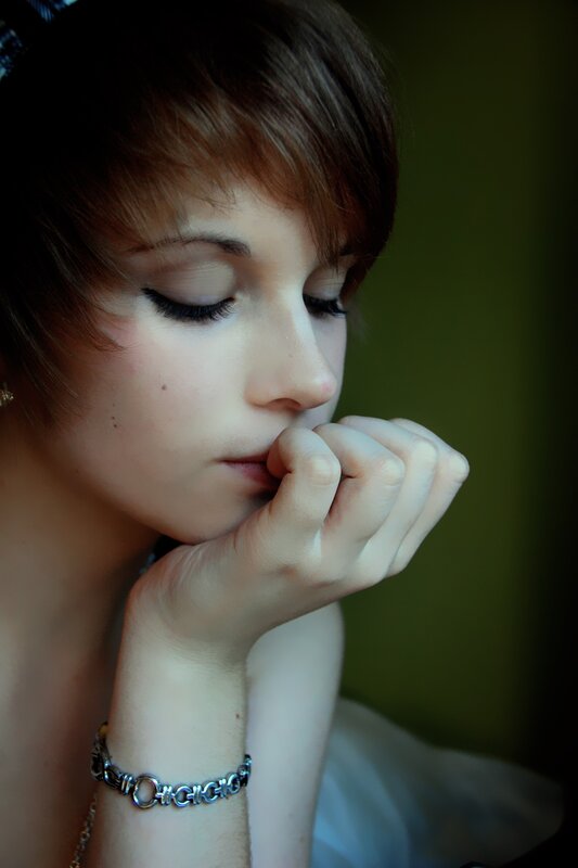 woman with closed eyes resting