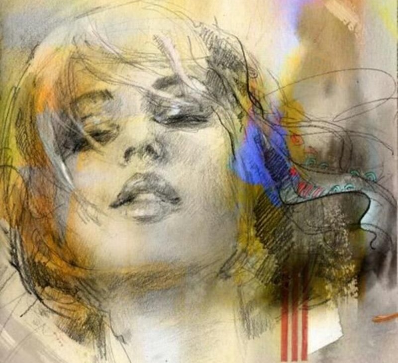 Woman with Closed Eyes — Yellow, Serene