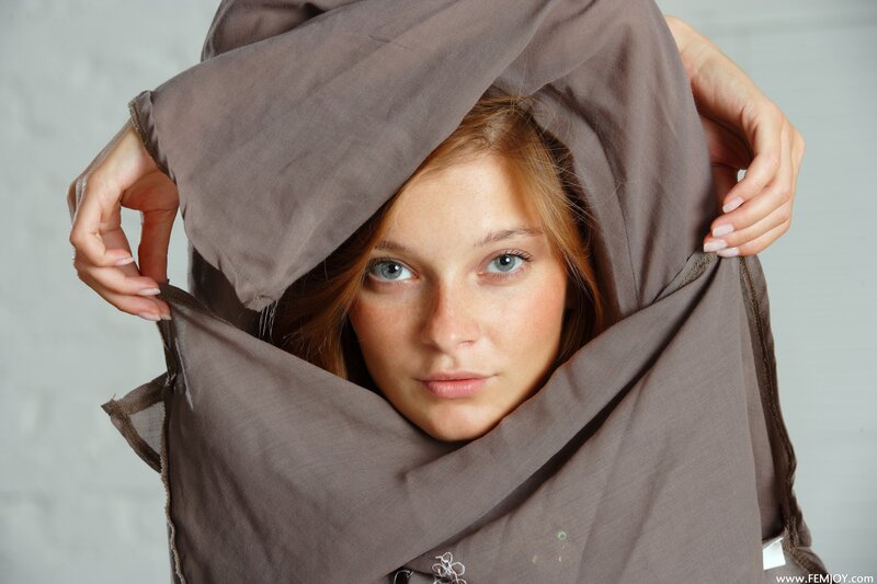 woman with cloth over head