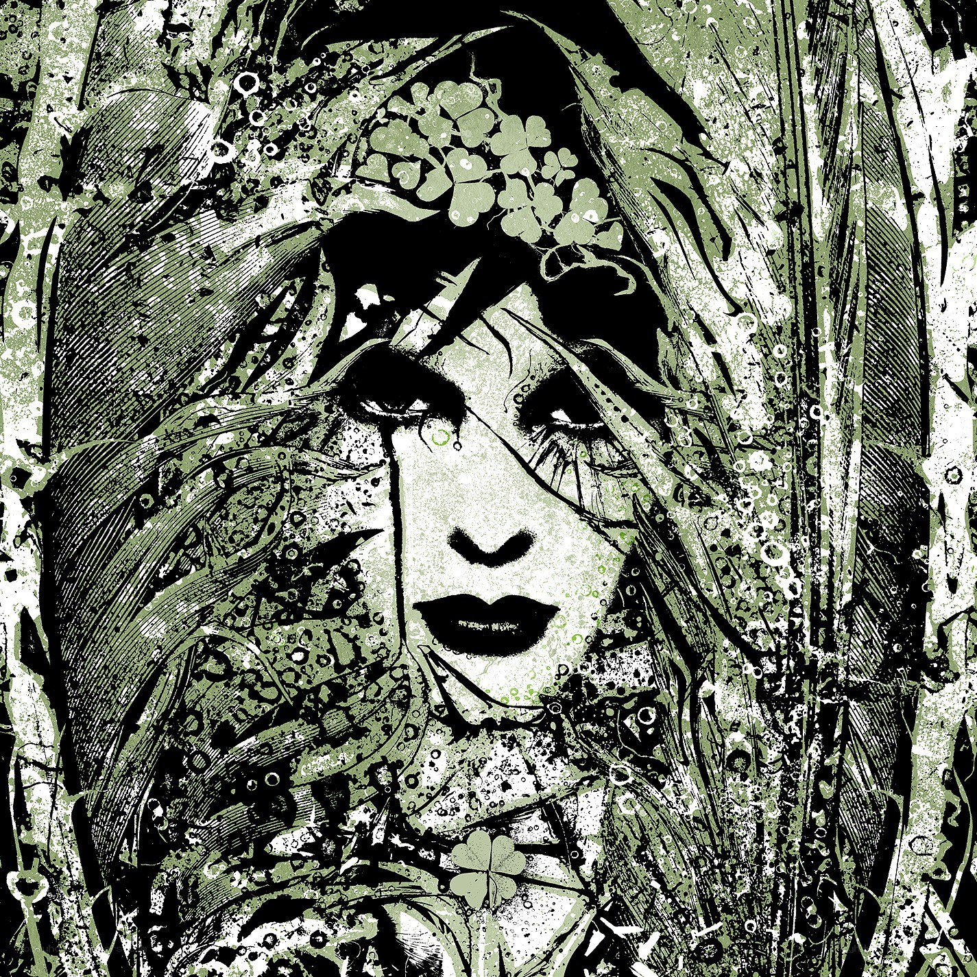 woman with clover crown