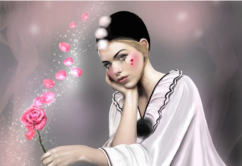 Woman with Clown Makeup — Pink, Dreamy