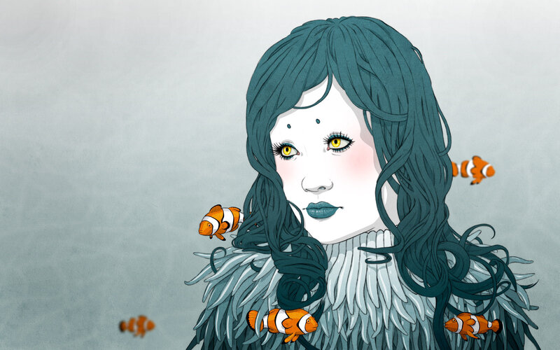 woman with clownfish