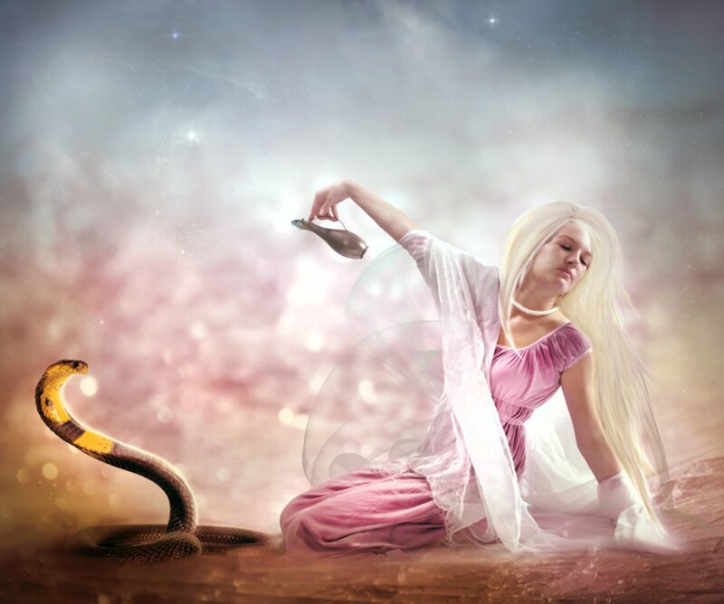 Woman with Cobra — Pink