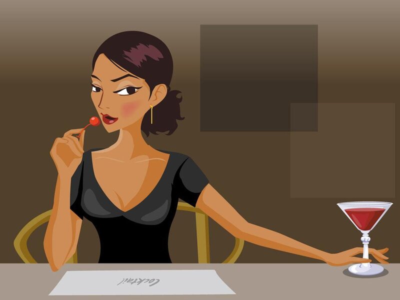 woman with cocktail and cherry