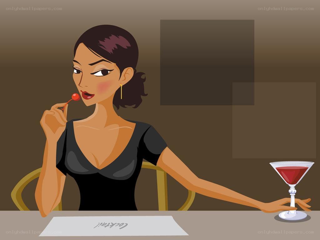 woman with cocktail and cherry