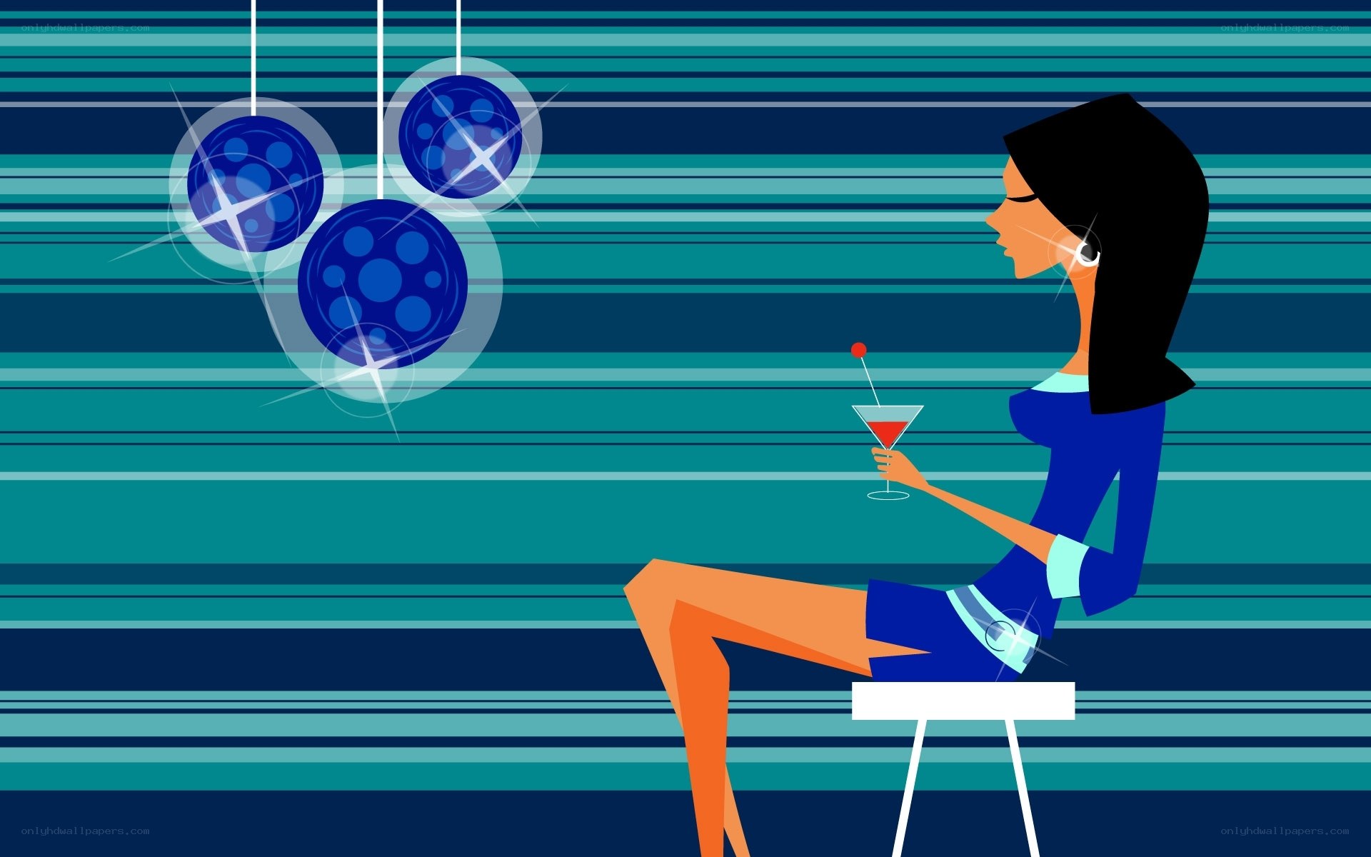 woman with cocktail at bar