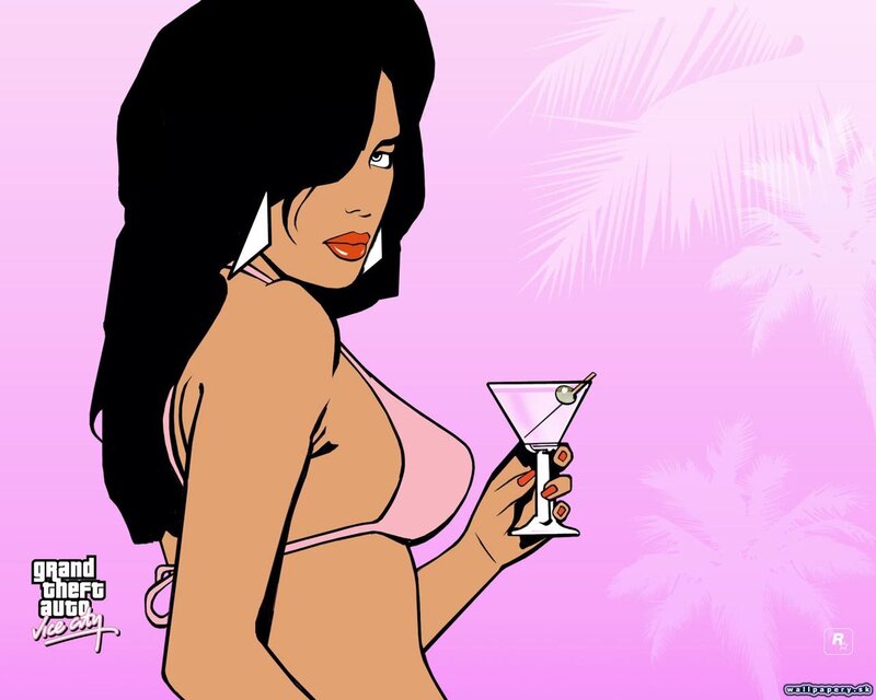 Woman with cocktail in Vice City
