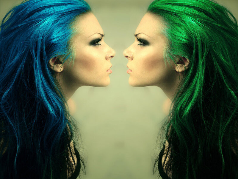 Woman with Colored Hair — Blue, Dramatic, Photograph